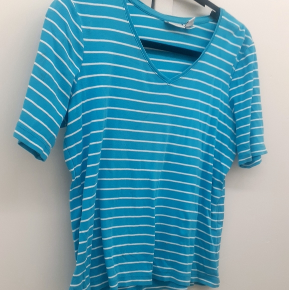 2 Chico’s Blue  Color  stripe Tees Size 1 & St John Bay Tie Dye - Picture 5 of 10